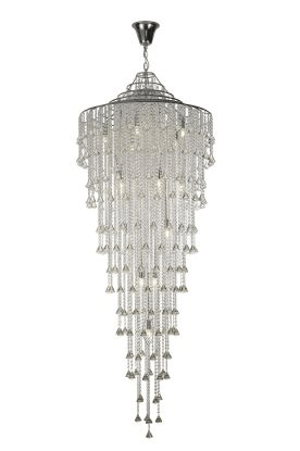 Diyas - Inina Tall Pendant 15 Light E14 Polished Chrome/Crystal - Luminosity Designs Ltd