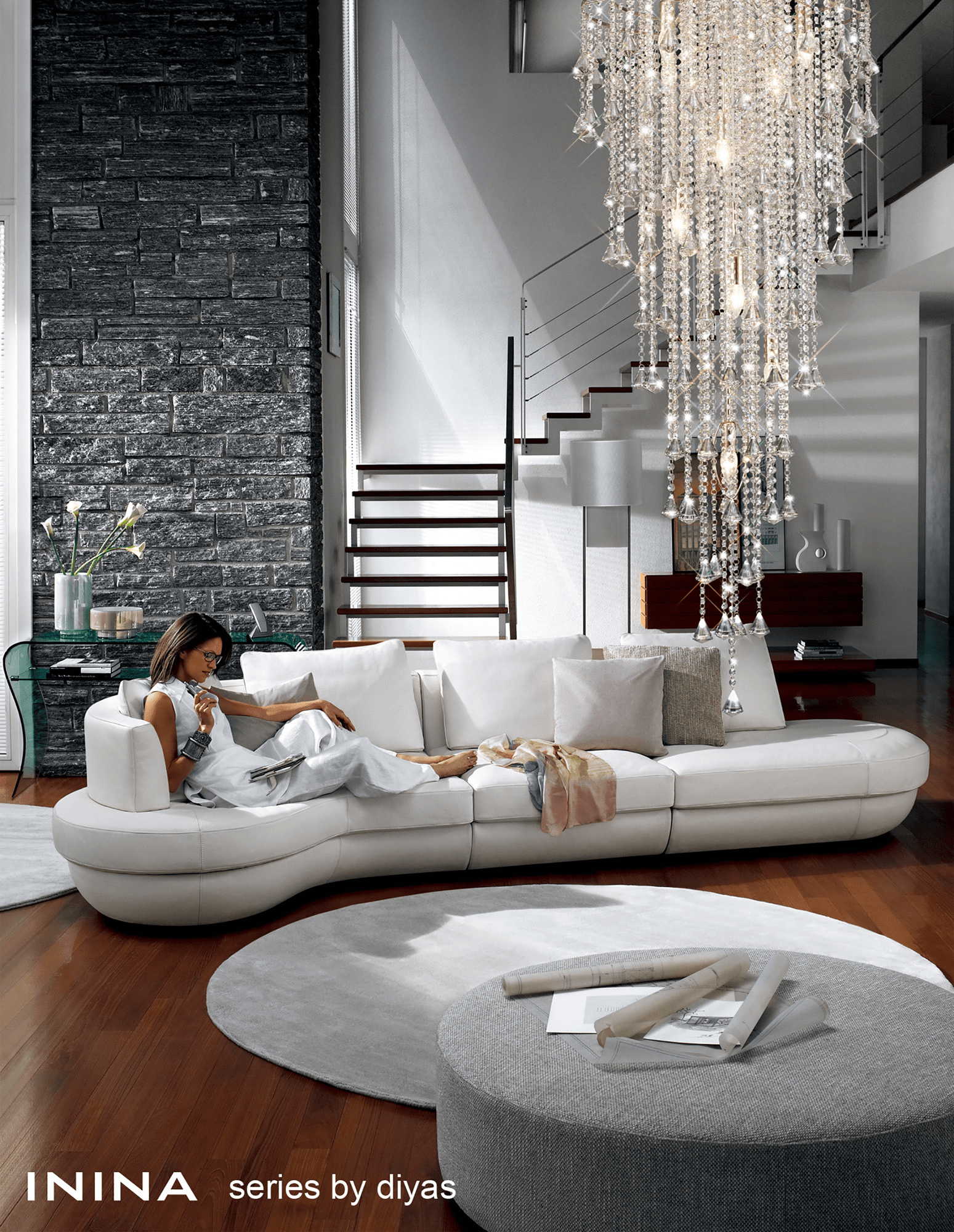 Diyas - Inina Tall Pendant 9 Light E14 Polished Chrome/Crystal - Luminosity Designs Ltd