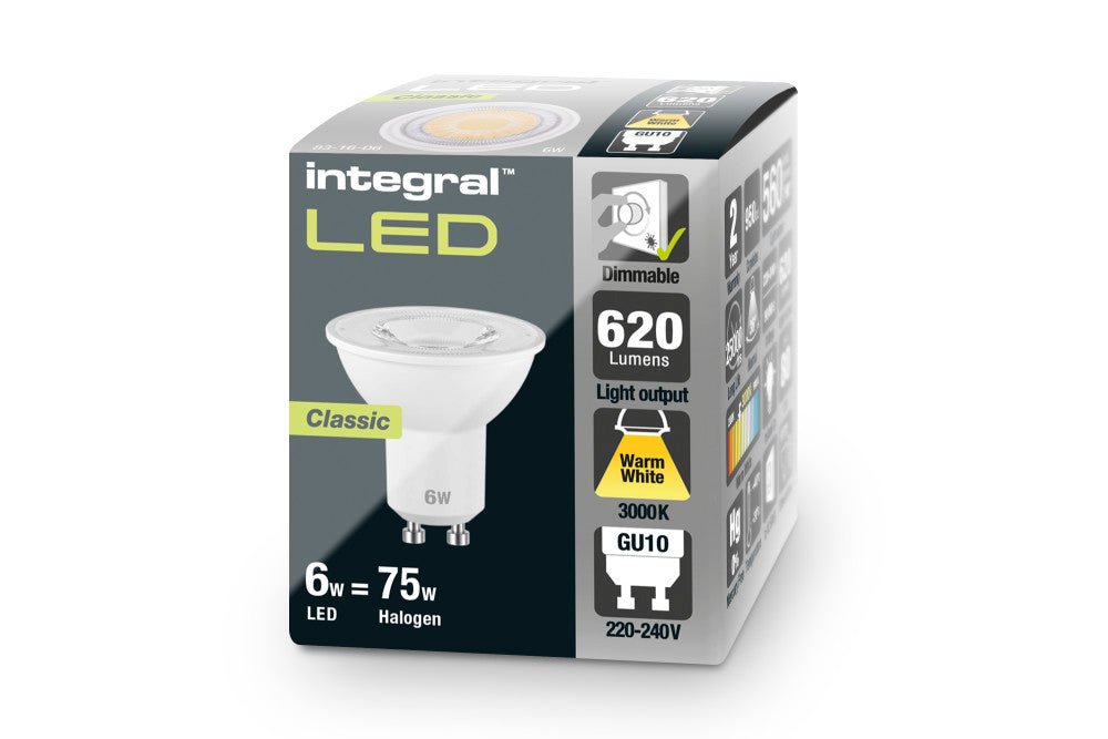 Integral LED - Integral High Powered LED Thermal Plastic GU10 Spot Lamp Bulb - Trade Box of 10 - Luminosity Designs Ltd