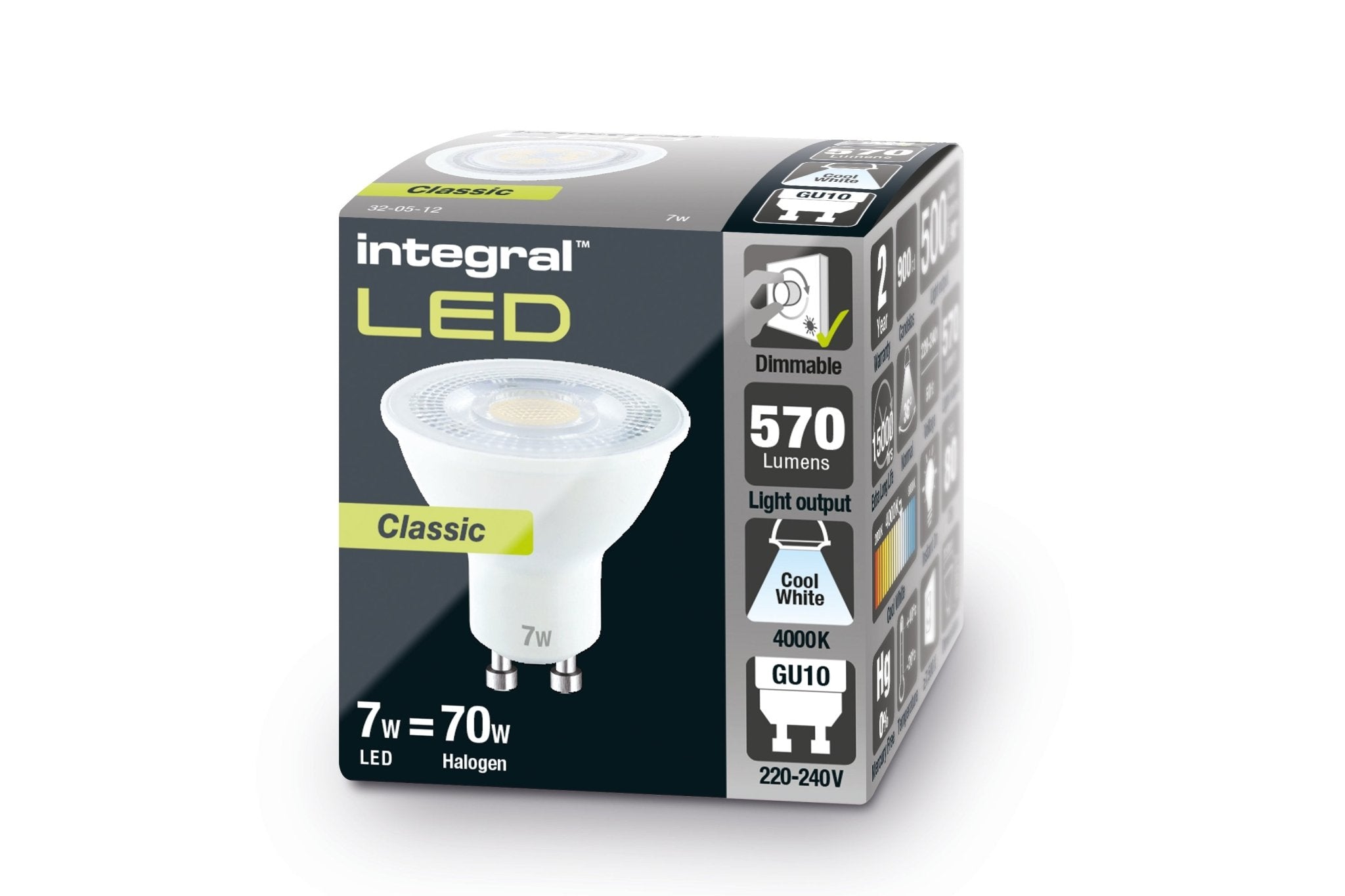 Integral LED - Integral High Powered LED Thermal Plastic GU10 Spot Lamp Bulb - Trade Box of 10 - Luminosity Designs Ltd