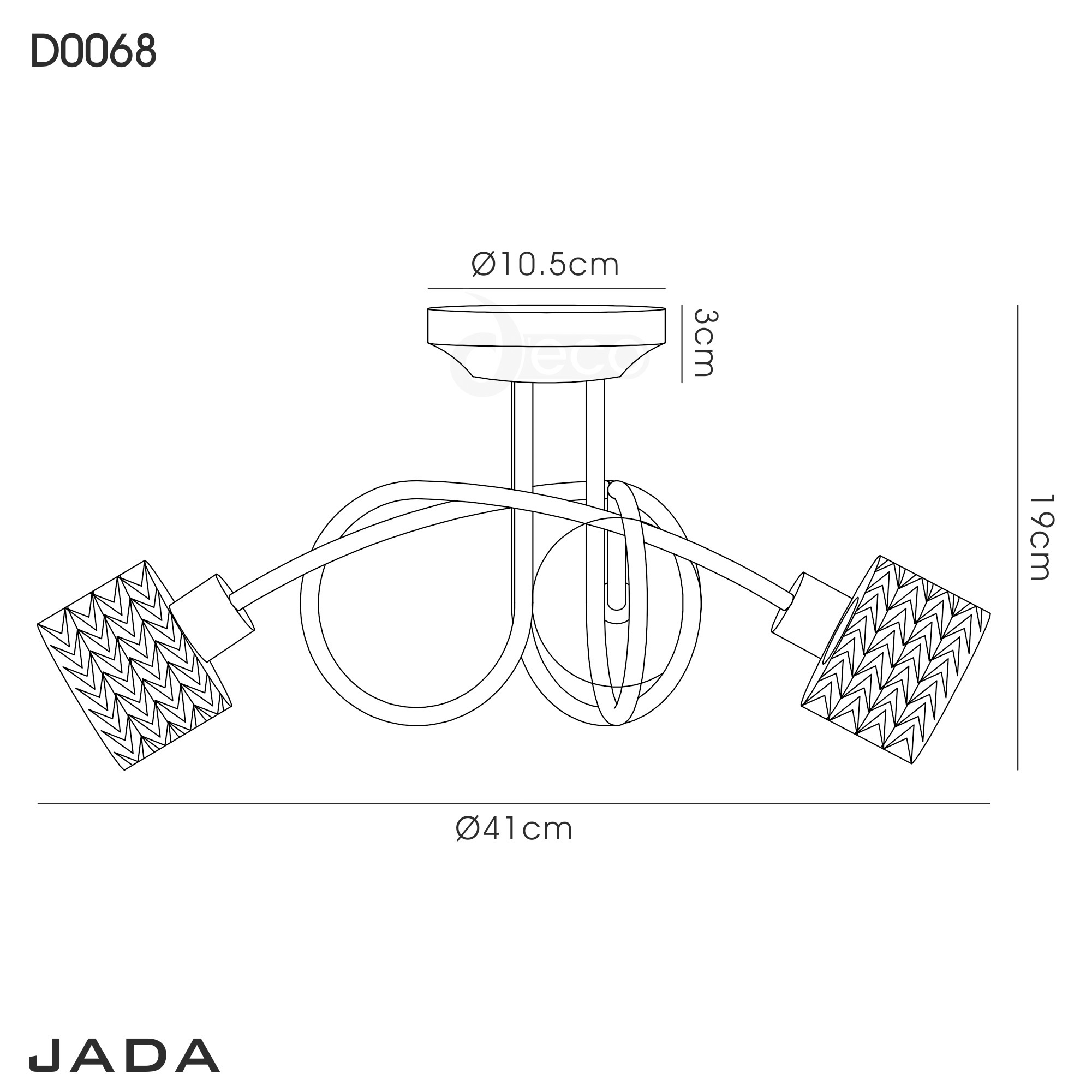 inspired - Jada Semi Flush Ceiling Light - Luminosity Designs Ltd