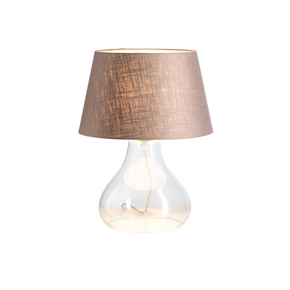 Large Turua Table Lamp, Teardrop Glass Shaped Base, Phenolic Lamp Holder with Braided Flex, Inline Switch, 1 x E27