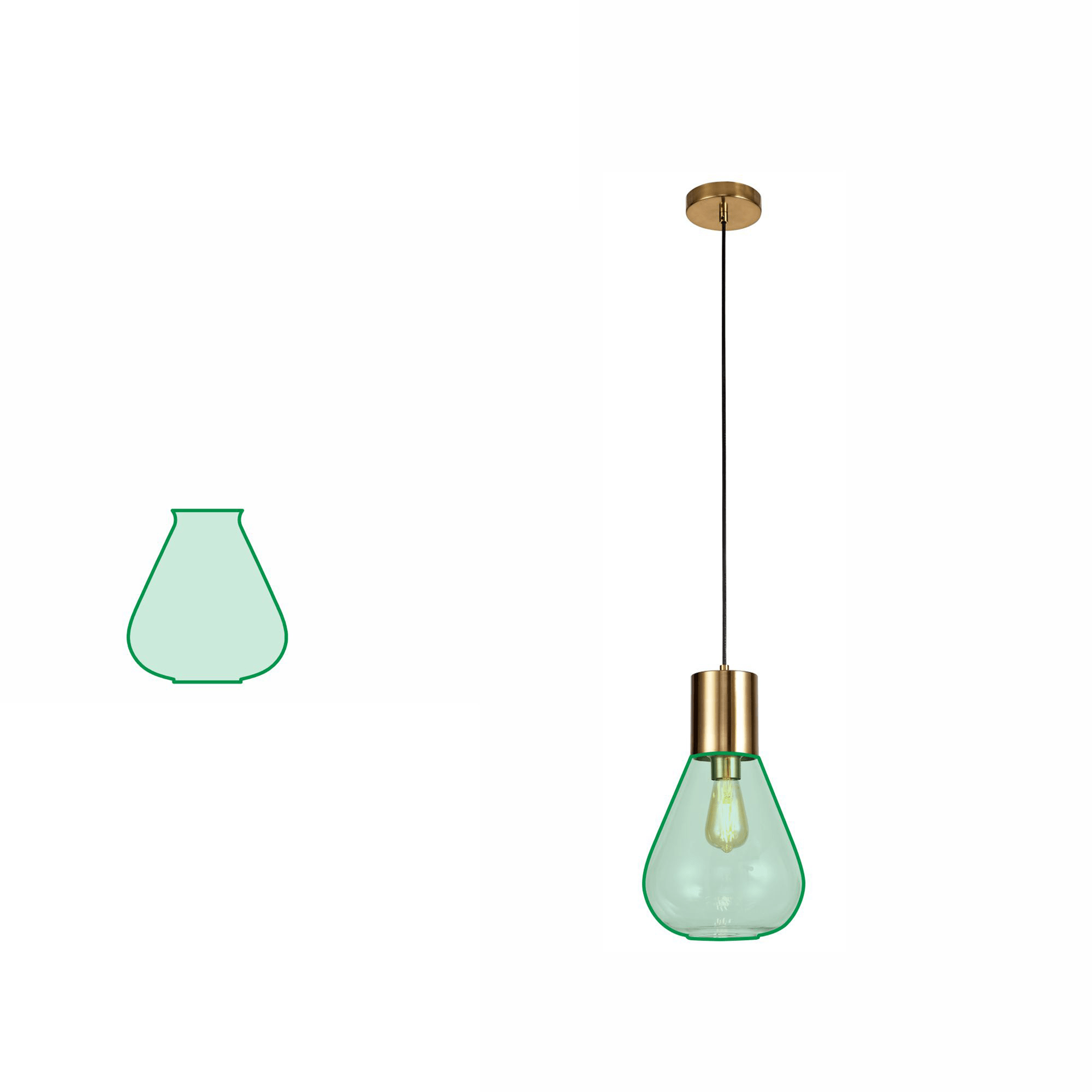 Luminosity Designs - Meld Pear Coloured Glass Shade - Luminosity Designs Ltd