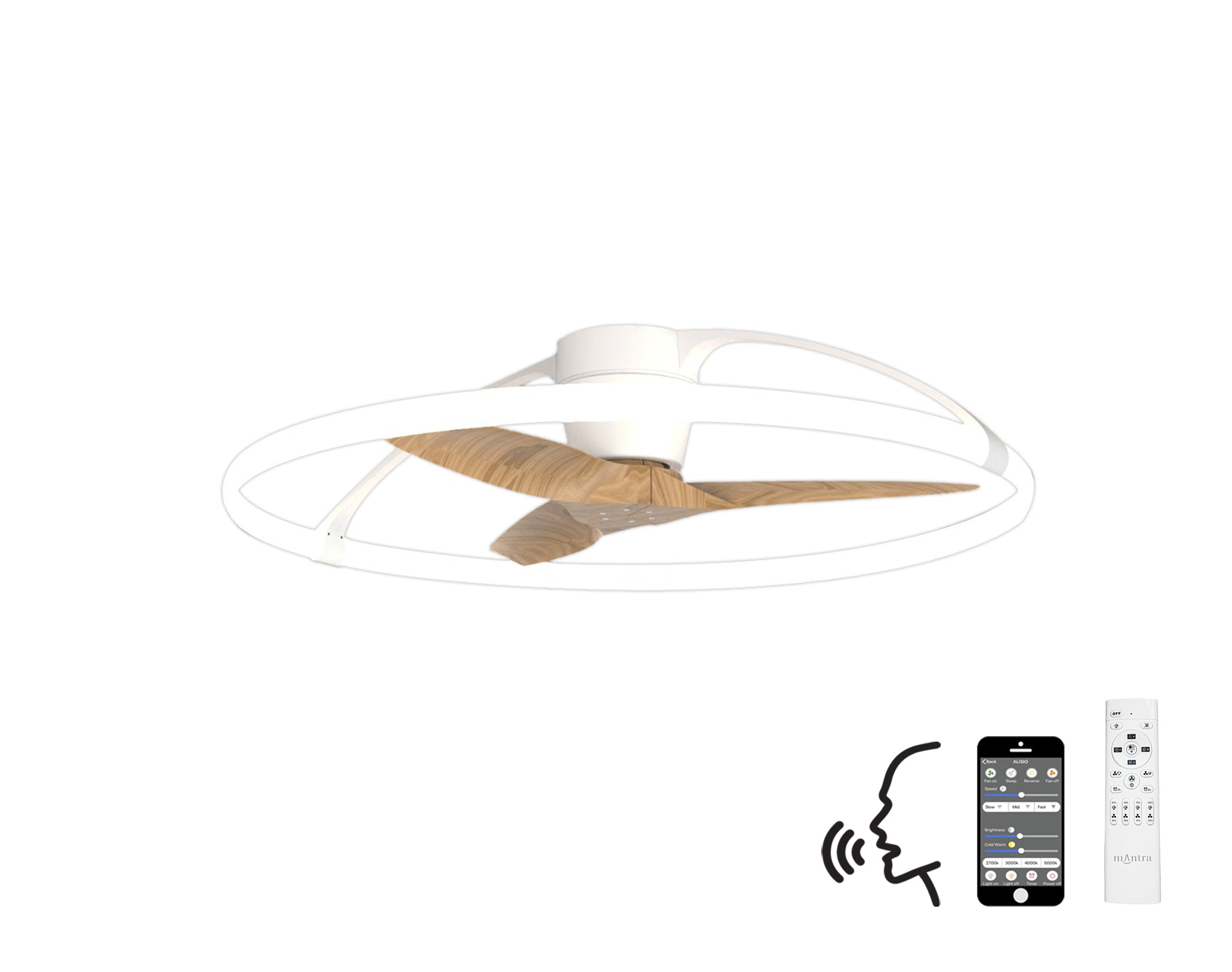 Mantra - Nepal LED Dimmable Ceiling Light With Built - In Fan - Remote Control, VOICE/APP Control, - Luminosity Designs Ltd
