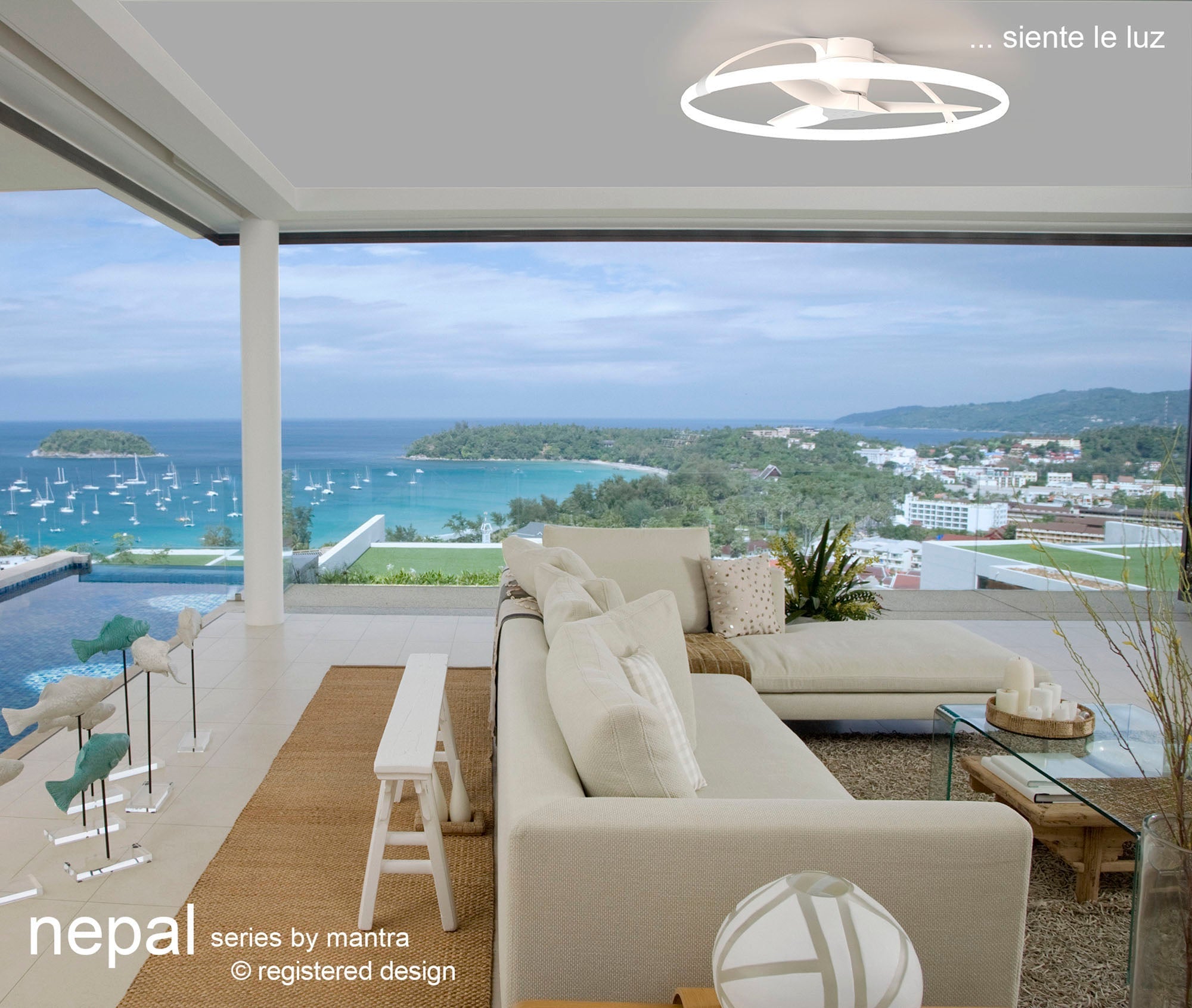 Mantra - Nepal LED Dimmable Ceiling Light With Built - In Fan - Remote Control, VOICE/APP Control, - Luminosity Designs Ltd