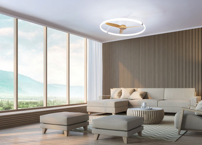 Nepal LED Dimmable Ceiling Light With Built-In Fan - Remote Control, APP Control,