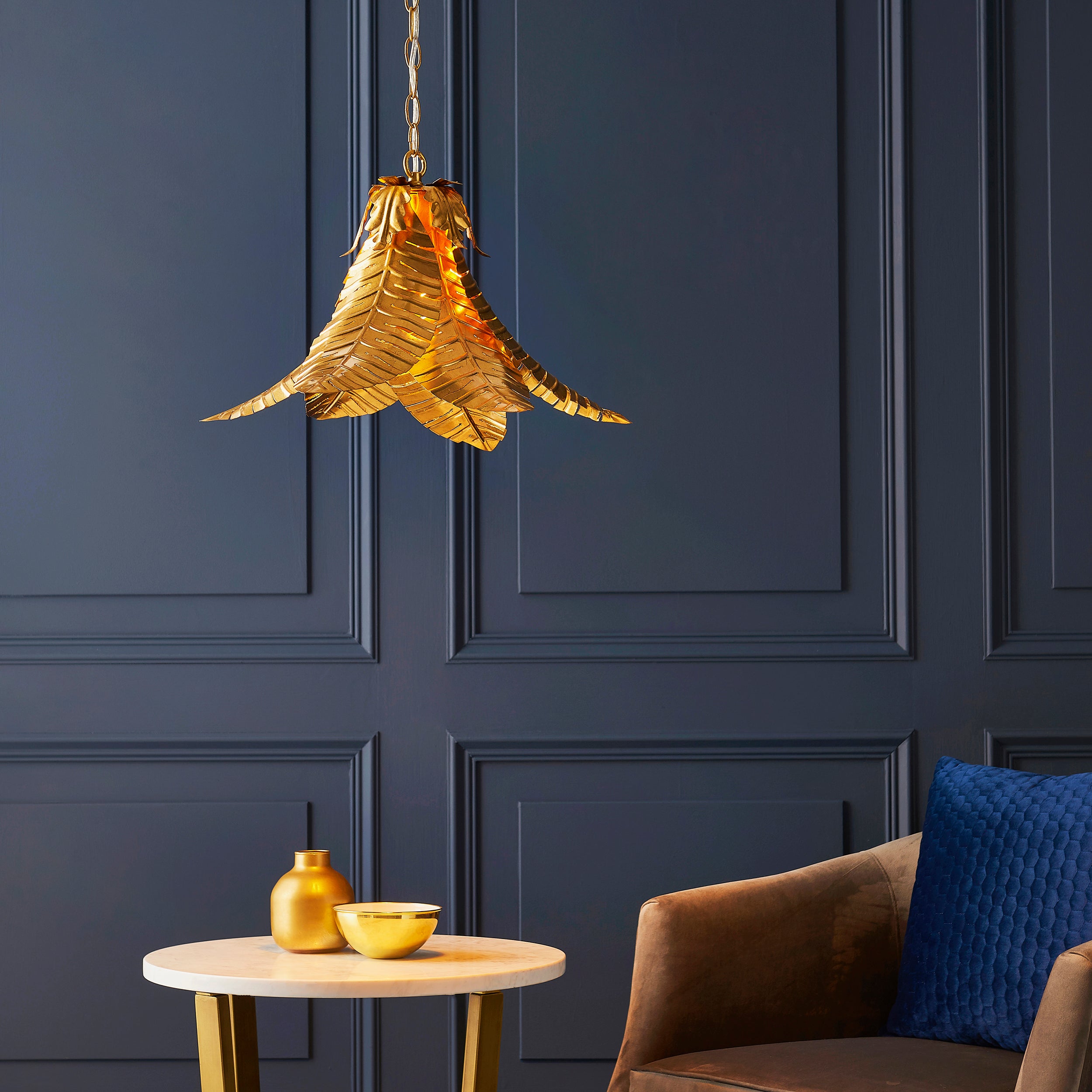 Gold palm on sale pendant light