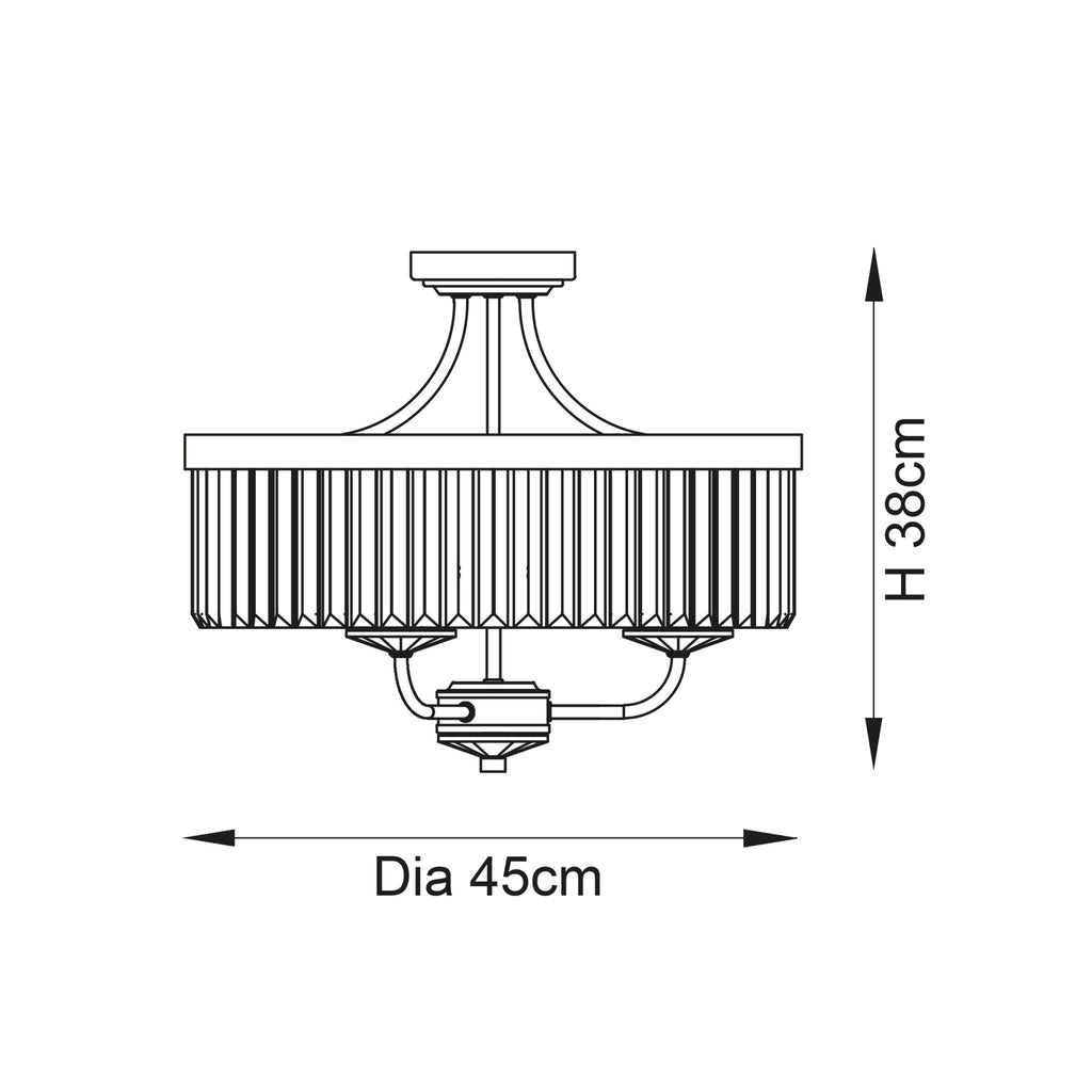 Luminosity Designs - Paris 3 Light Semi Flush Fitting - Luminosity Designs Ltd