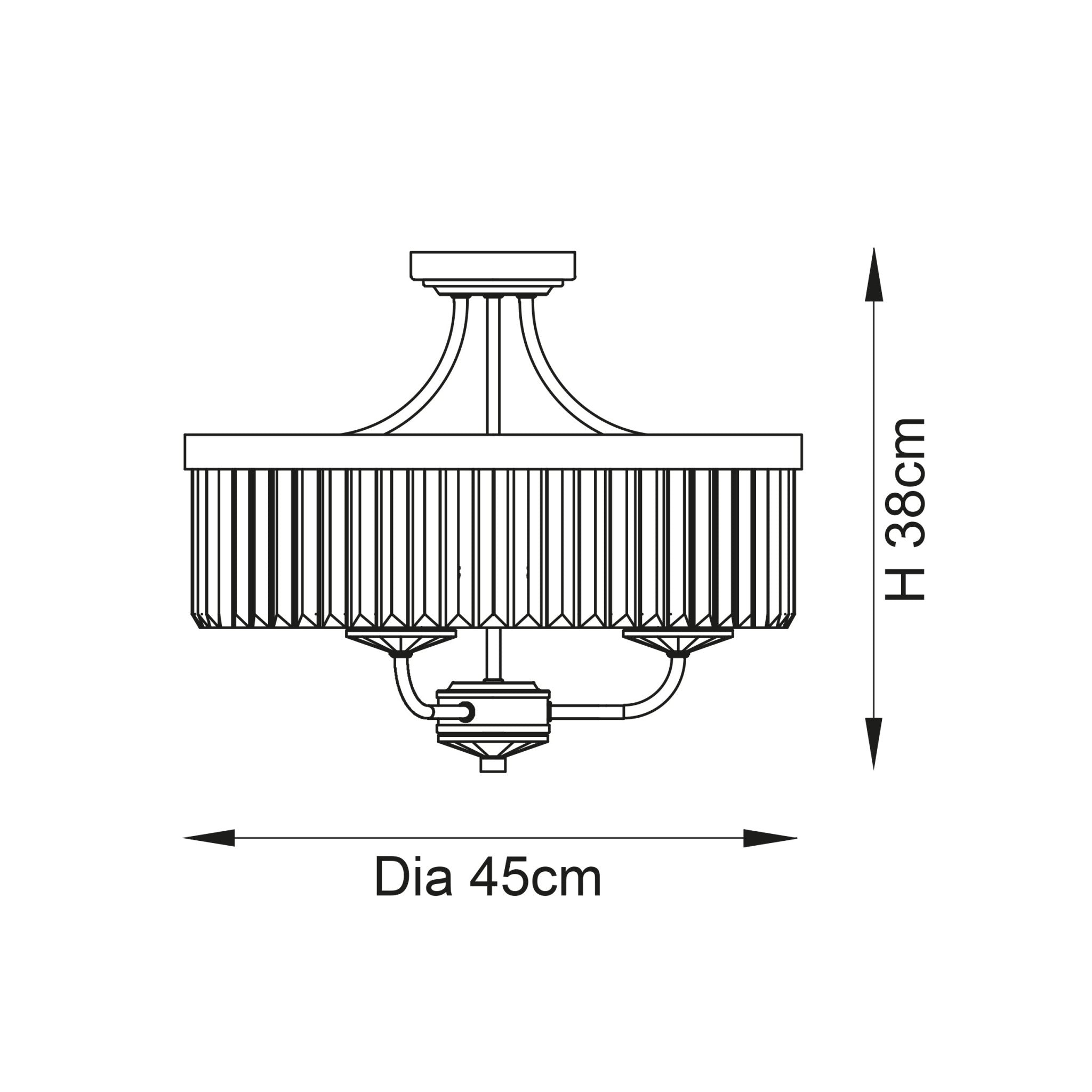 Luminosity Designs - Paris 3 Light Semi Flush Fitting - Luminosity Designs Ltd