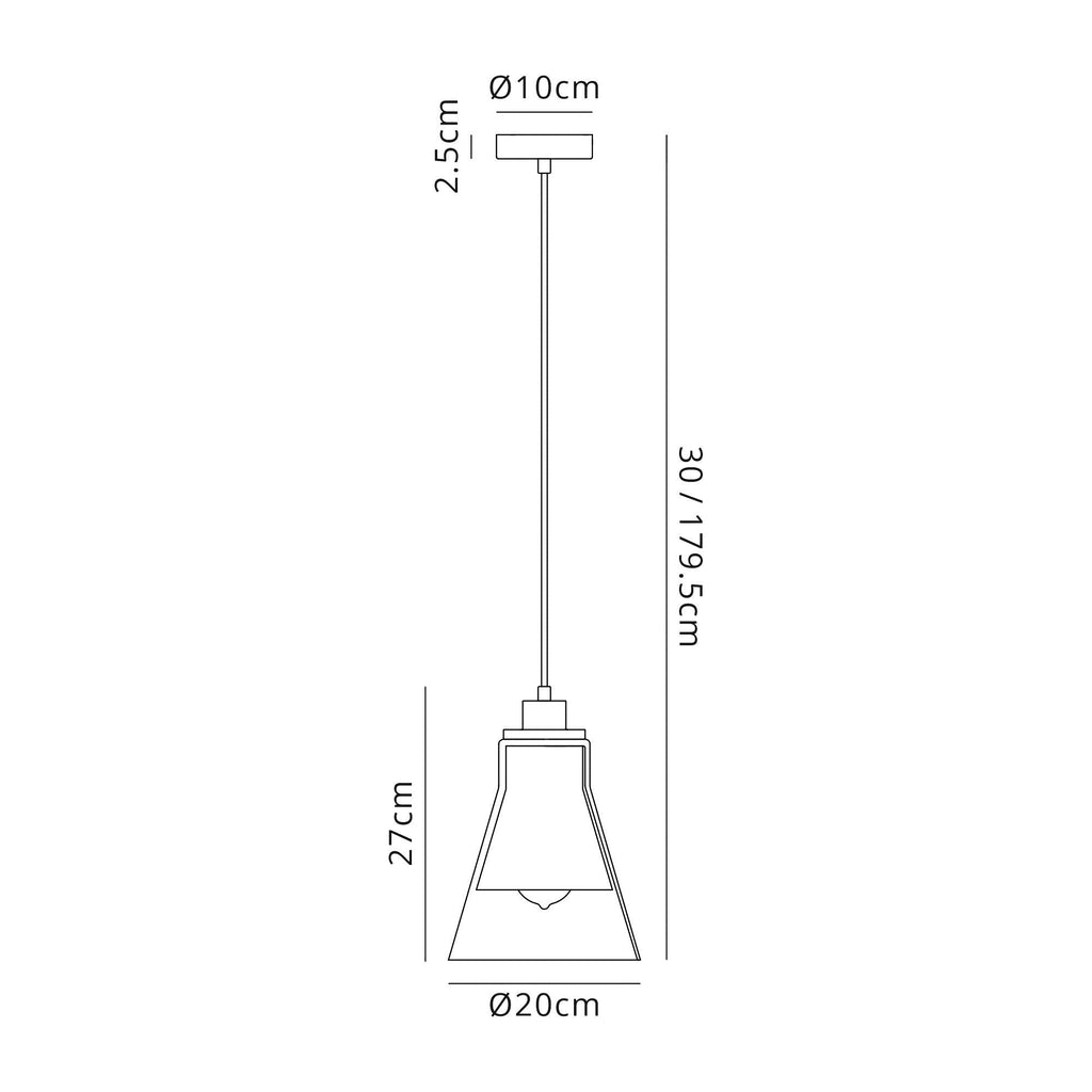 Luminosity Designs - Parker Metal and Glass Pendant - Luminosity Designs Ltd