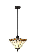Chamber 1 Light Uplighter Pendant E27 With 30cm Tiffany Shade, 1x E27