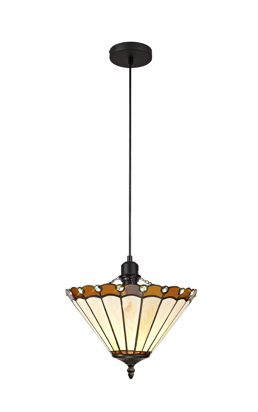 Chamber 1 Light Uplighter Pendant E27 With 30cm Tiffany Shade, 1x E27