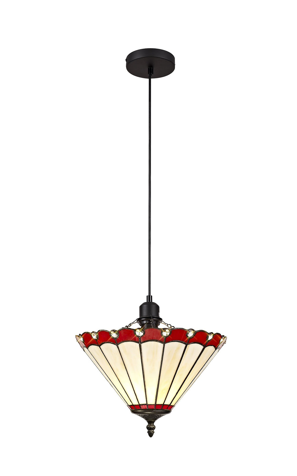 Chamber 1 Light Uplighter Pendant E27 With 30cm Tiffany Shade, 1x E27