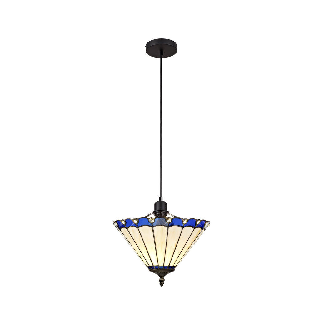 Chamber 1 Light Uplighter Pendant E27 With 30cm Tiffany Shade, 1x E27