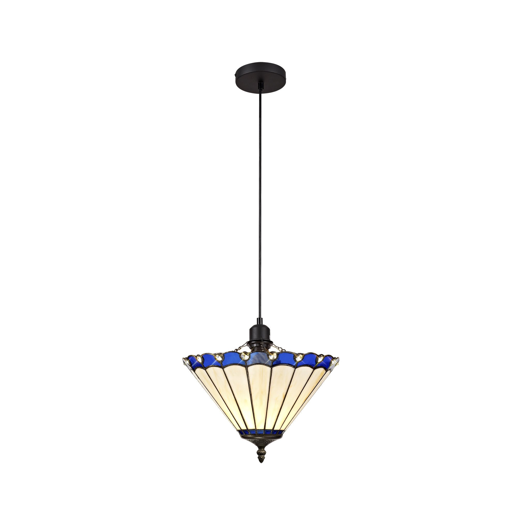 Chamber 1 Light Uplighter Pendant E27 With 30cm Tiffany Shade, 1x E27