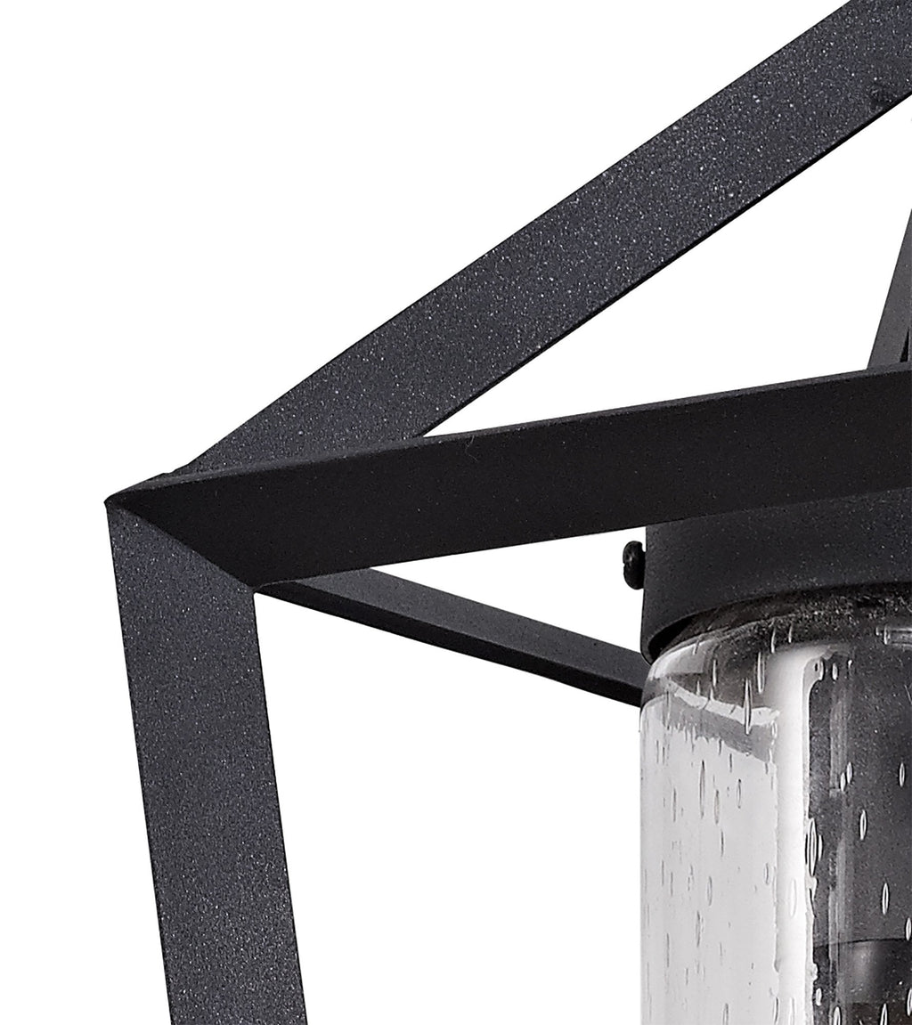 Luminosity Designs - Parthanon Angular Outdoor Wall Lamp, 1 x E27, IP54, Anthracite/Clear Rain Drop Effect Glass - Luminosity Designs Ltd