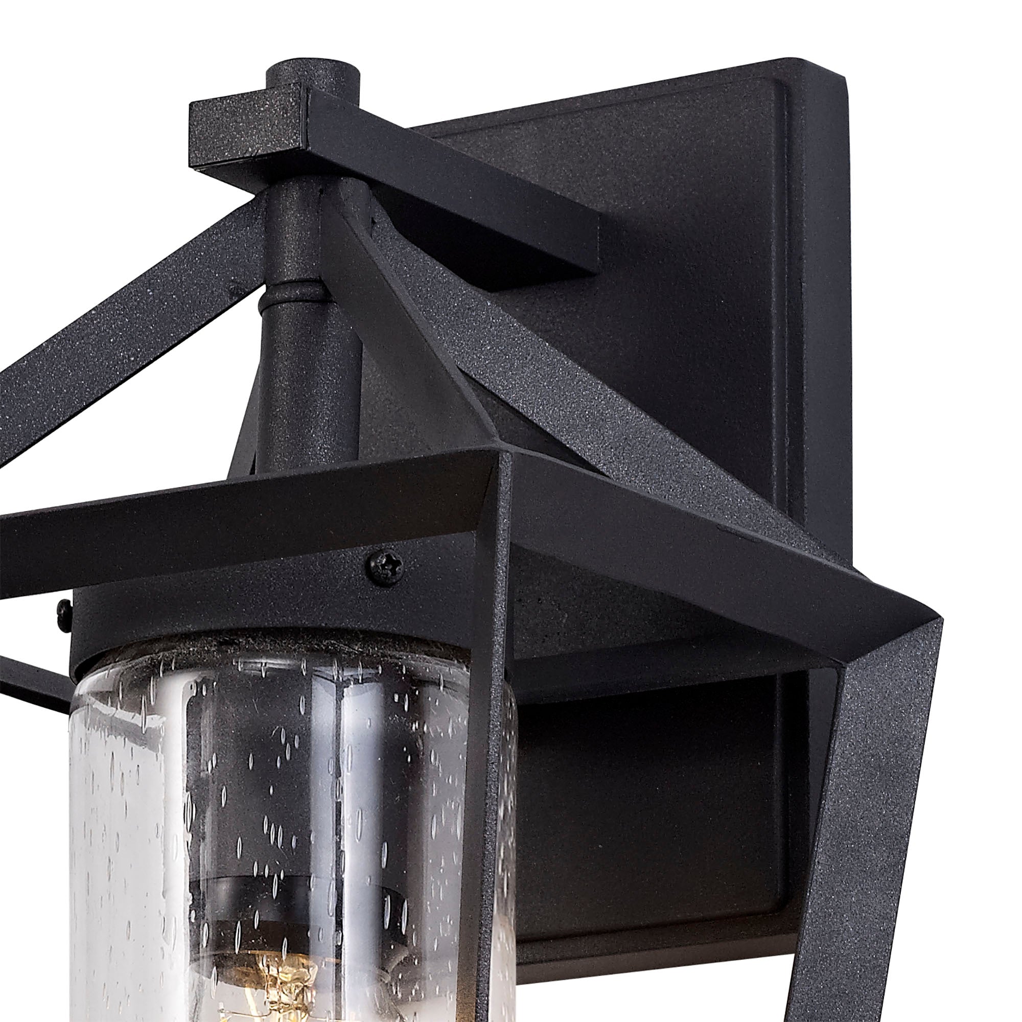 Luminosity Designs - Parthanon Angular Outdoor Wall Lamp, 1 x E27, IP54, Anthracite/Clear Rain Drop Effect Glass - Luminosity Designs Ltd