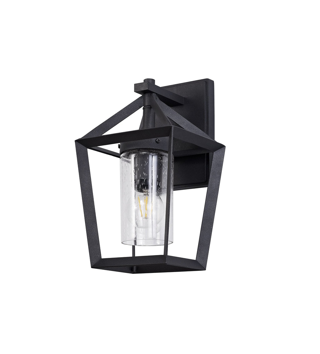 Luminosity Designs - Parthanon Angular Outdoor Wall Lamp, 1 x E27, IP54, Anthracite/Clear Rain Drop Effect Glass - Luminosity Designs Ltd