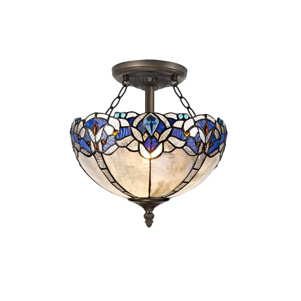 Luminosity Designs - Rapture Tiffany Semi Flush Ceiling Light - Luminosity Designs Ltd