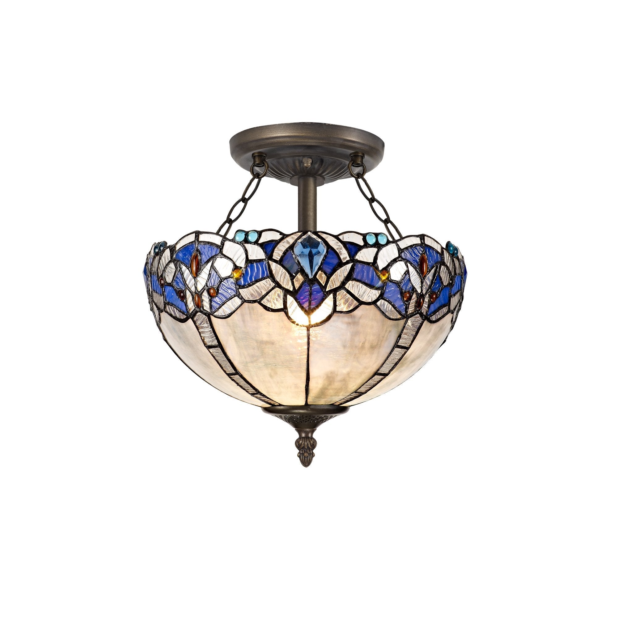 Luminosity Designs - Rapture Tiffany Semi Flush Ceiling Light - Luminosity Designs Ltd