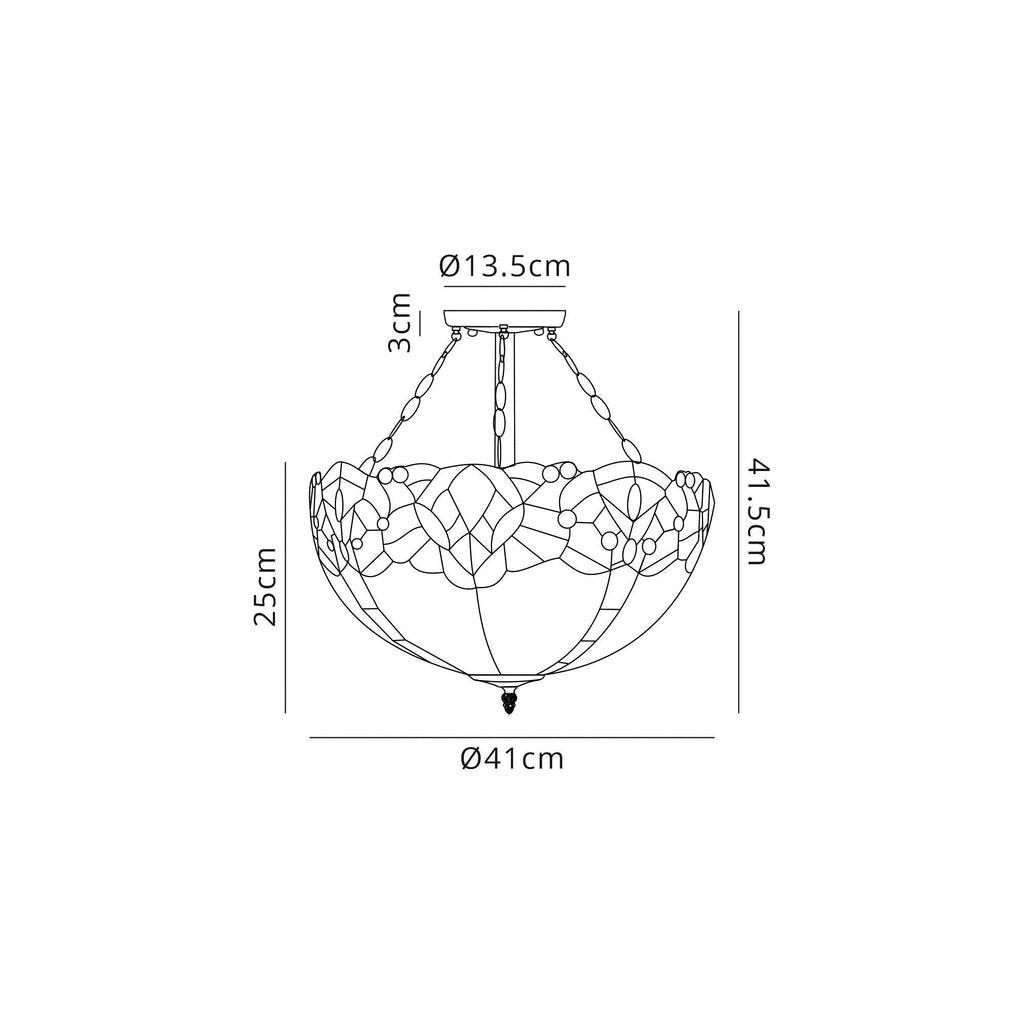 Luminosity Designs - Rapture Tiffany Semi Flush Ceiling Light - Luminosity Designs Ltd