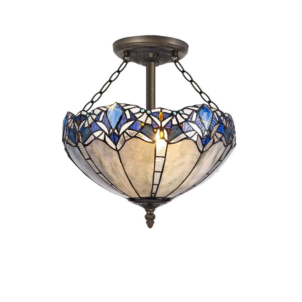 Luminosity Designs - Rapture Tiffany Semi Flush Ceiling Light - Luminosity Designs Ltd