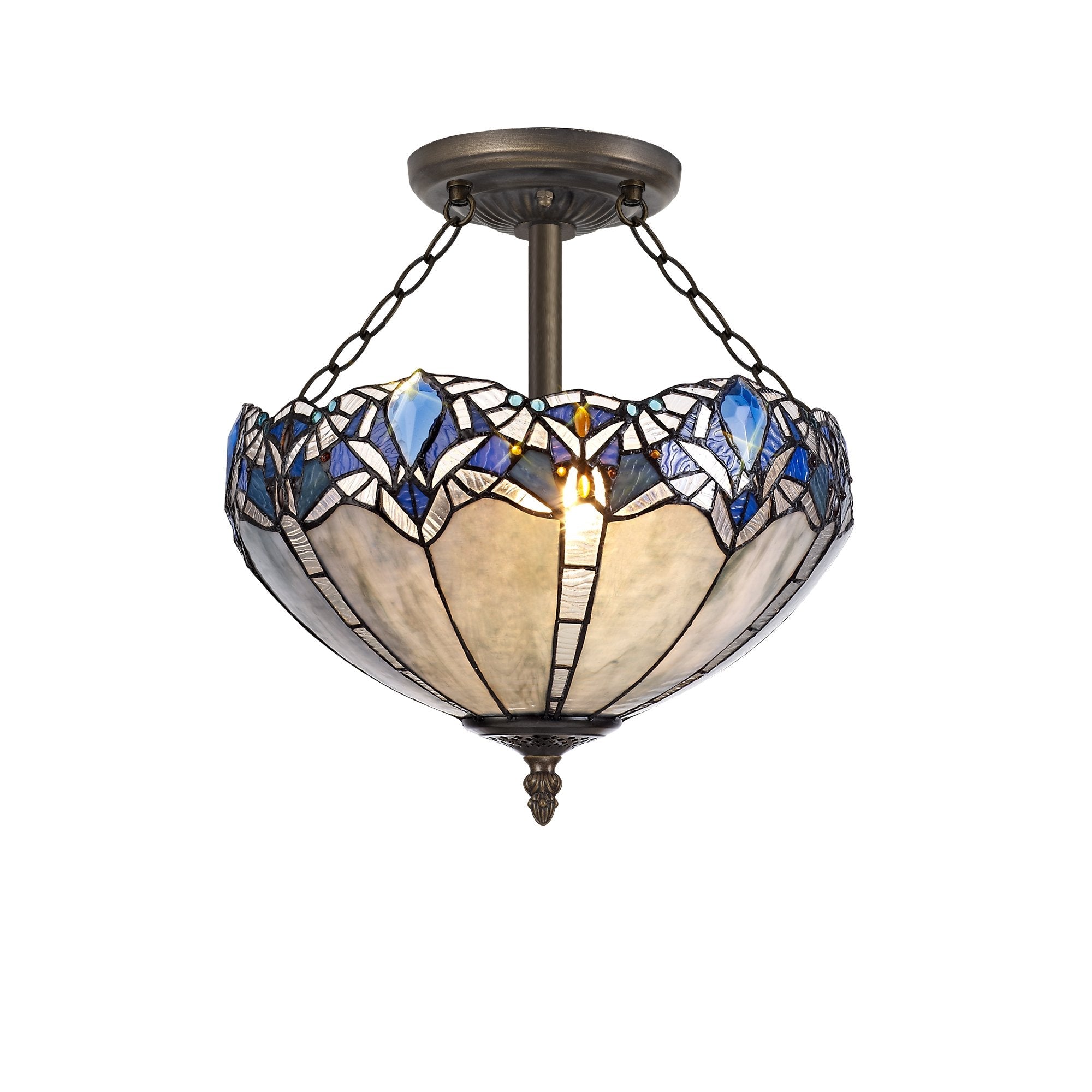 Luminosity Designs - Rapture Tiffany Semi Flush Ceiling Light - Luminosity Designs Ltd