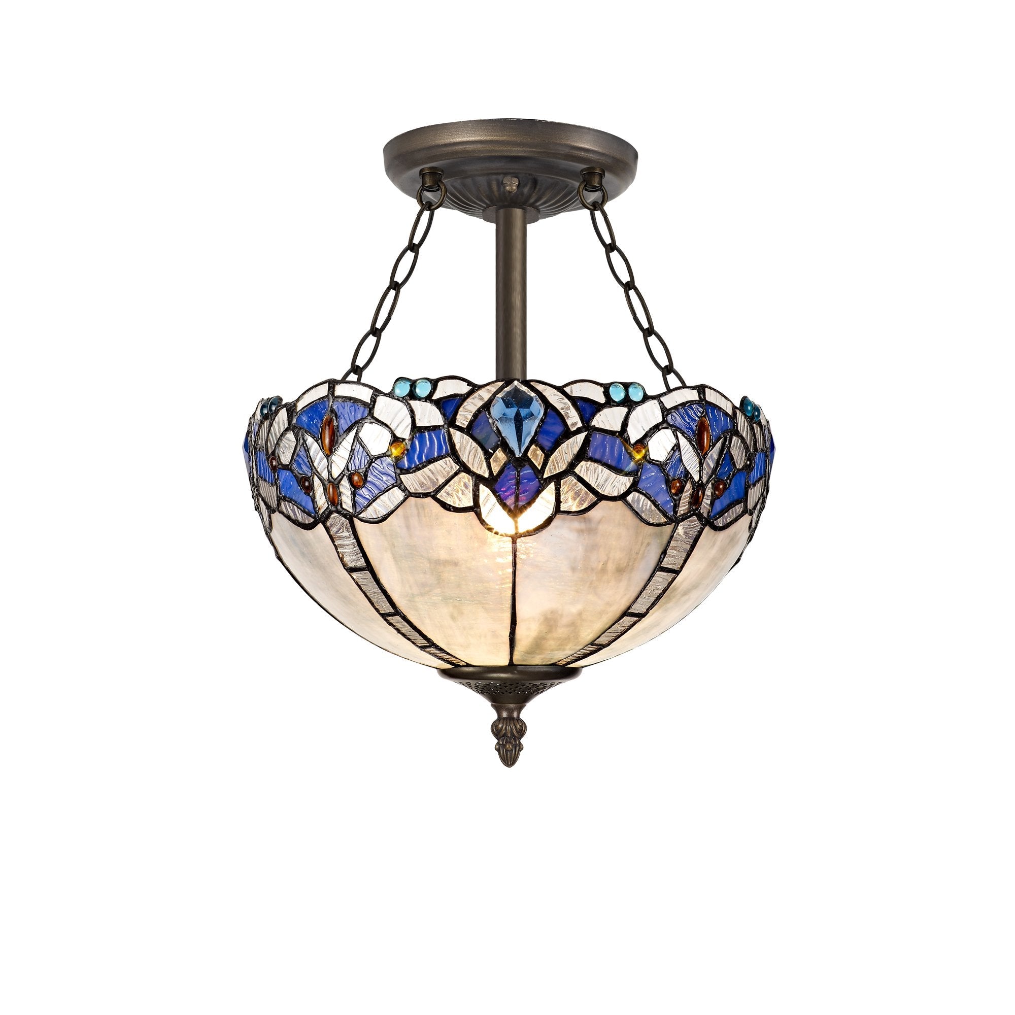 Luminosity Designs - Rapture Tiffany Semi Flush Ceiling Light - Luminosity Designs Ltd