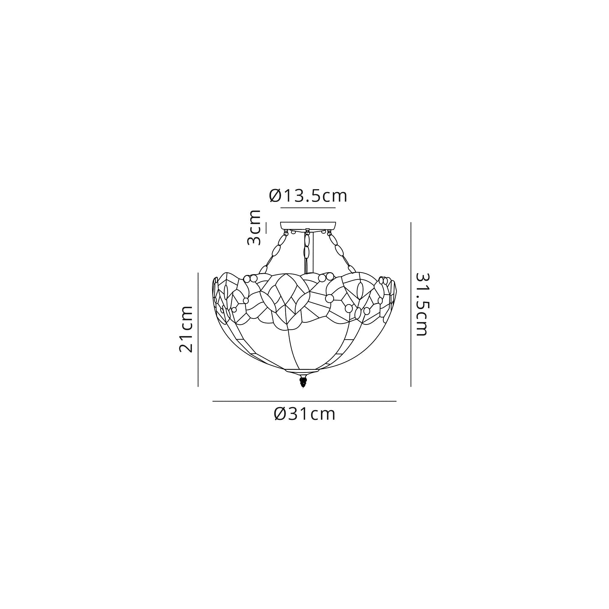 Luminosity Designs - Rapture Tiffany Semi Flush Ceiling Light - Luminosity Designs Ltd