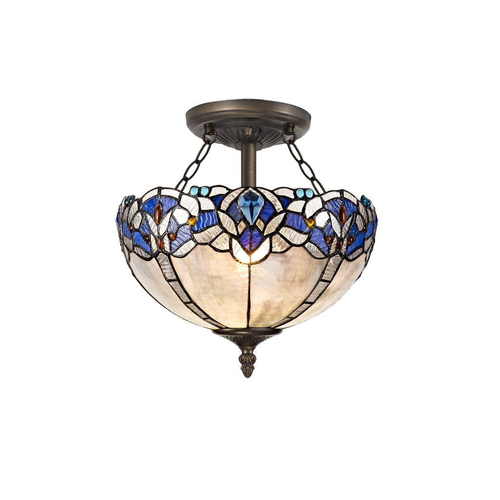 Luminosity Designs - Rapture Tiffany Semi Flush Ceiling Light - Luminosity Designs Ltd