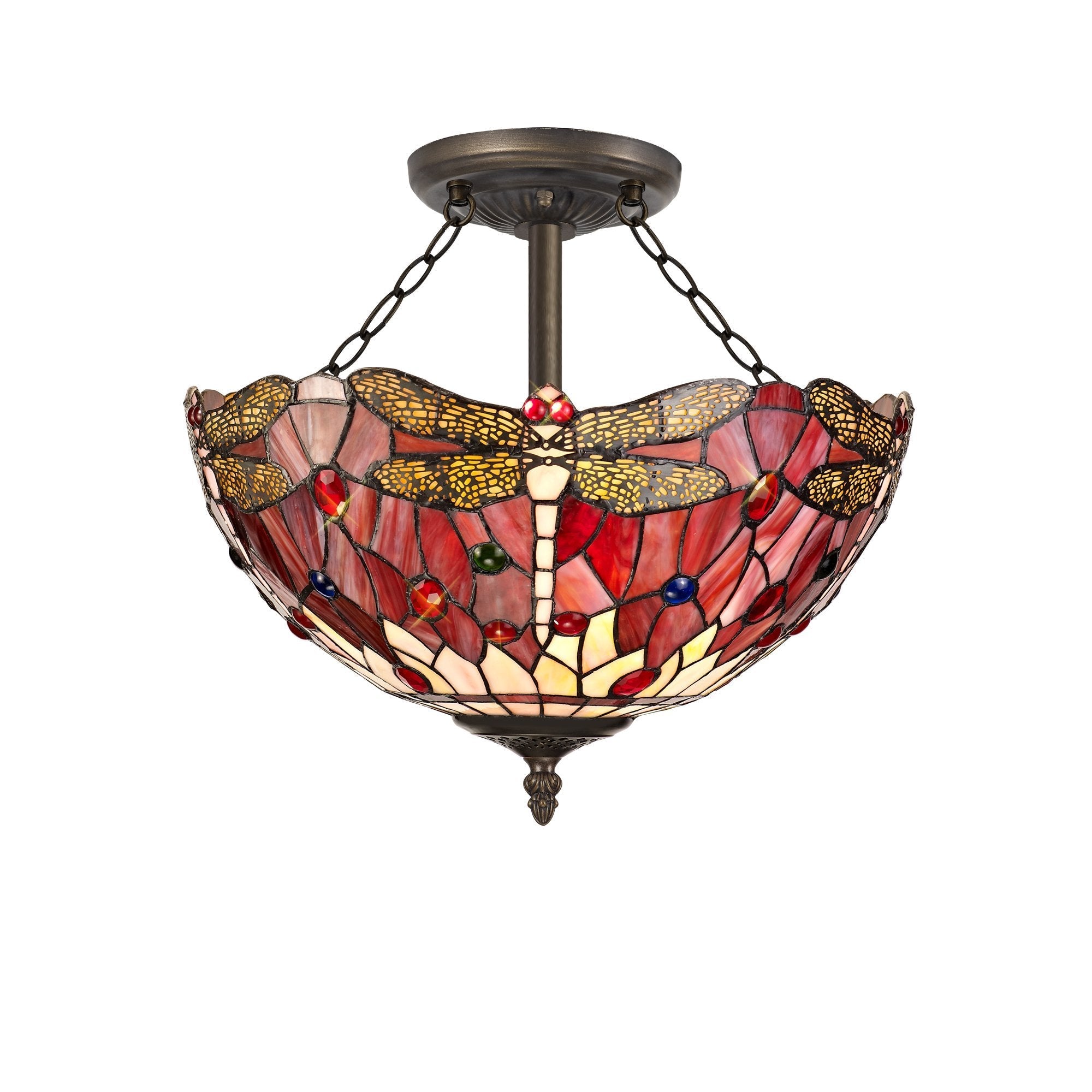 Luminosity Designs - Red Summer Tiffany Semi Flush Uplighter - Luminosity Designs Ltd