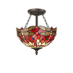 Luminosity Designs - Red Summer Tiffany Semi Flush Uplighter - Luminosity Designs Ltd