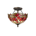 Luminosity Designs - Red Summer Tiffany Semi Flush Uplighter - Luminosity Designs Ltd