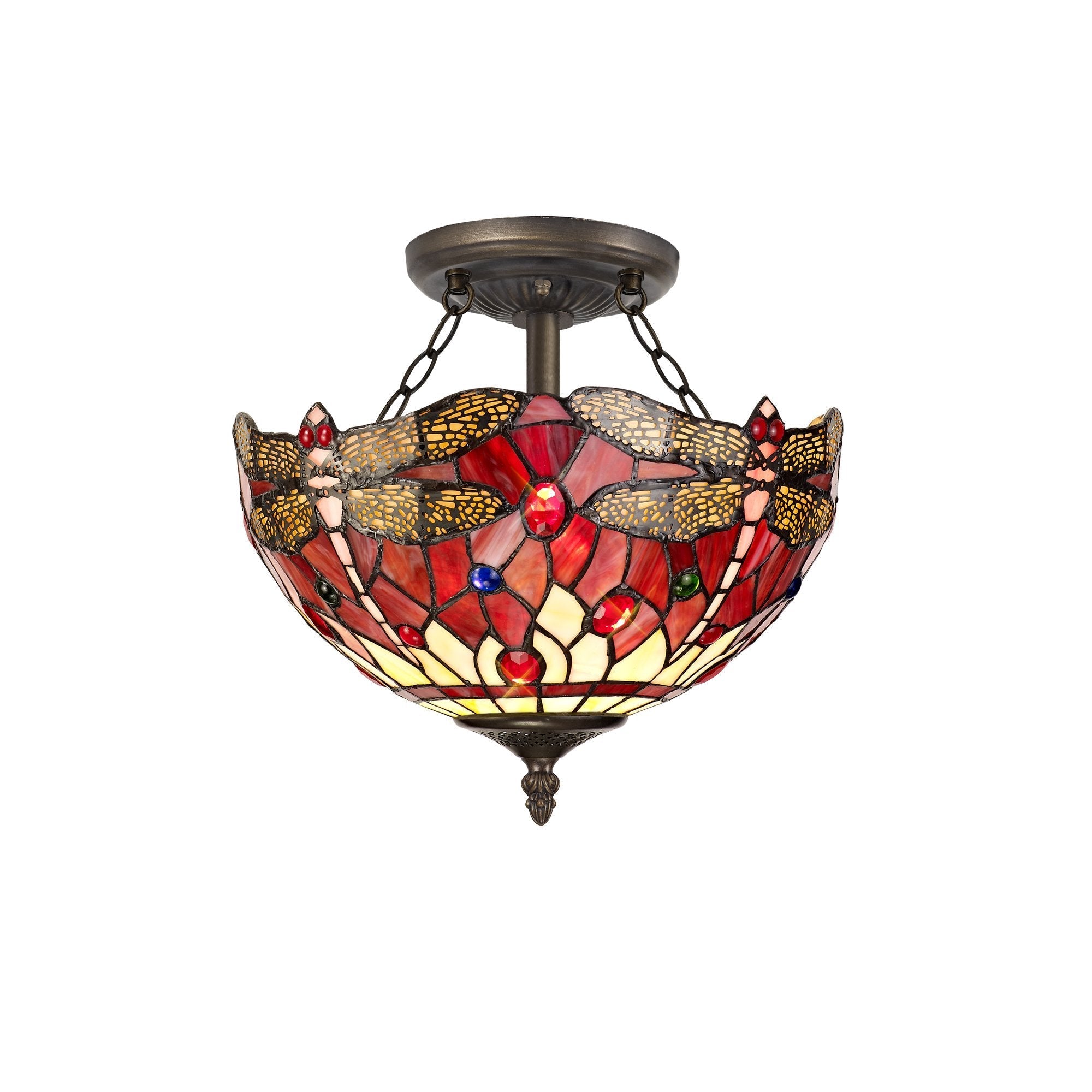 Luminosity Designs - Red Summer Tiffany Semi Flush Uplighter - Luminosity Designs Ltd