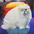 Luminosity Designs - Retro 80’s Cat Artist Style Couch Cushion - Luminosity Designs Ltd