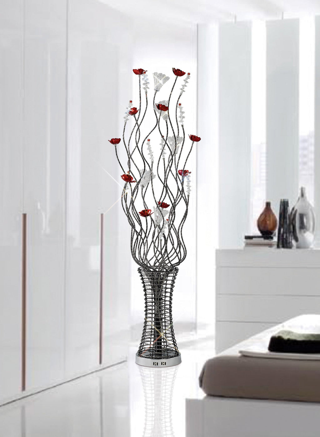Luminosity Designs - Rouge Crystal Flower Floor Lamp by Cassia Twigue - Luminosity Designs Ltd