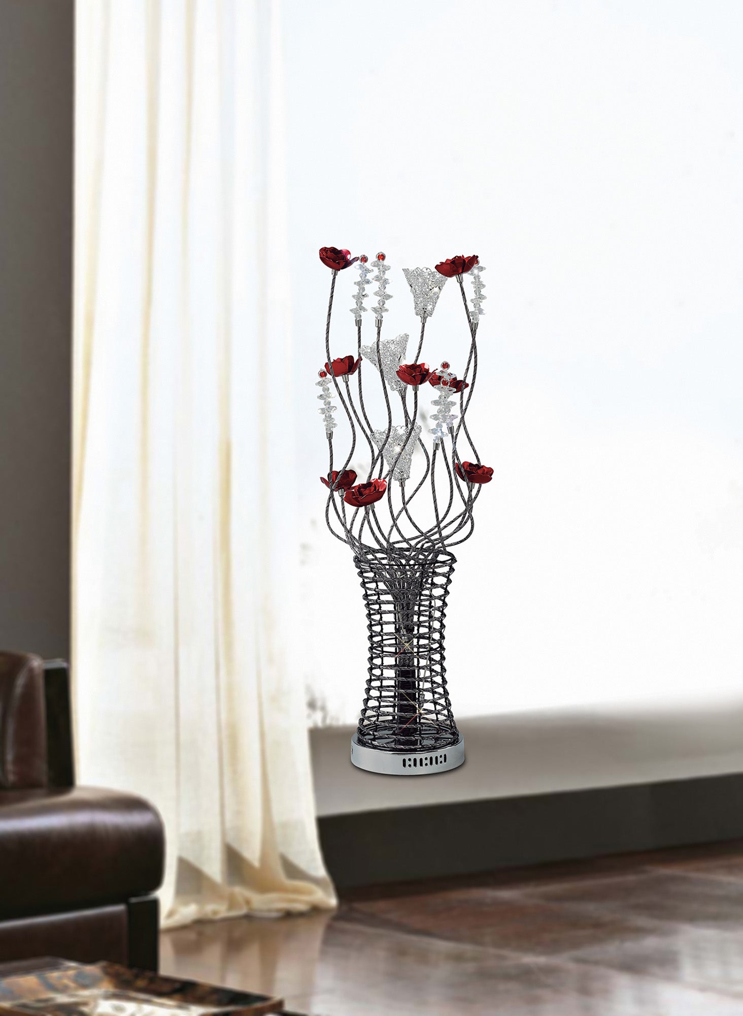 Luminosity Designs - Rouge Crystal Flower Table Lamp by Cassia Twigue - Luminosity Designs Ltd