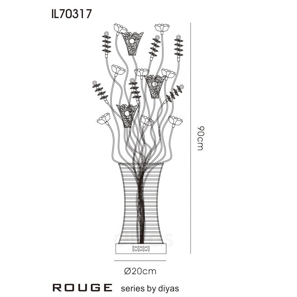 Luminosity Designs - Rouge Crystal Flower Table Lamp by Cassia Twigue - Luminosity Designs Ltd