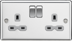 Knightsbridge - Rounded Edge 2g Switched Socket - Luminosity Designs Ltd