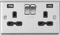 Knightsbridge - Rounded Edge 2g USB Switched Socket - Luminosity Designs Ltd