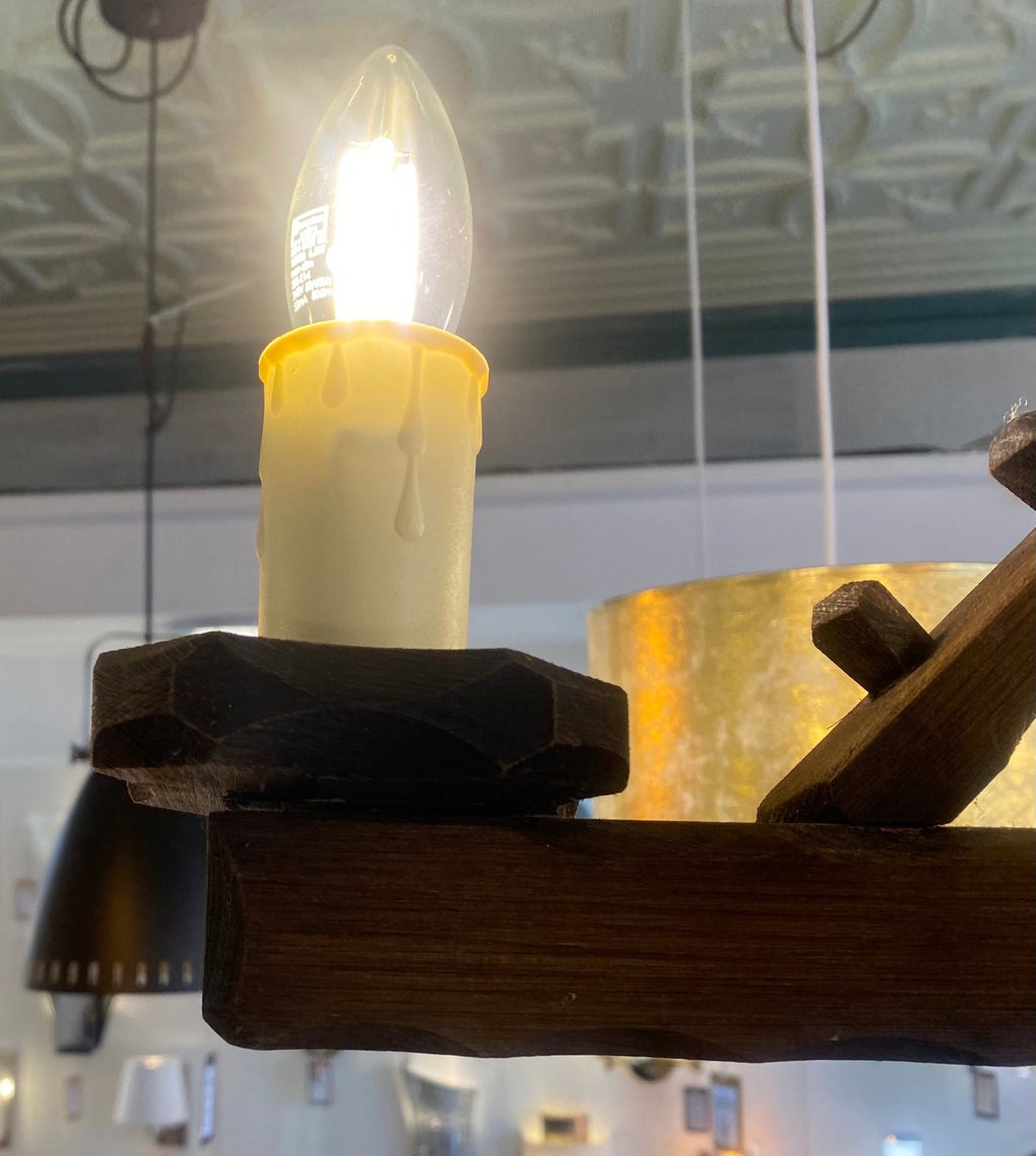 Luminosity Designs - Rustic 3 Arm Wooden Chandelier Light - Luminosity Designs Ltd