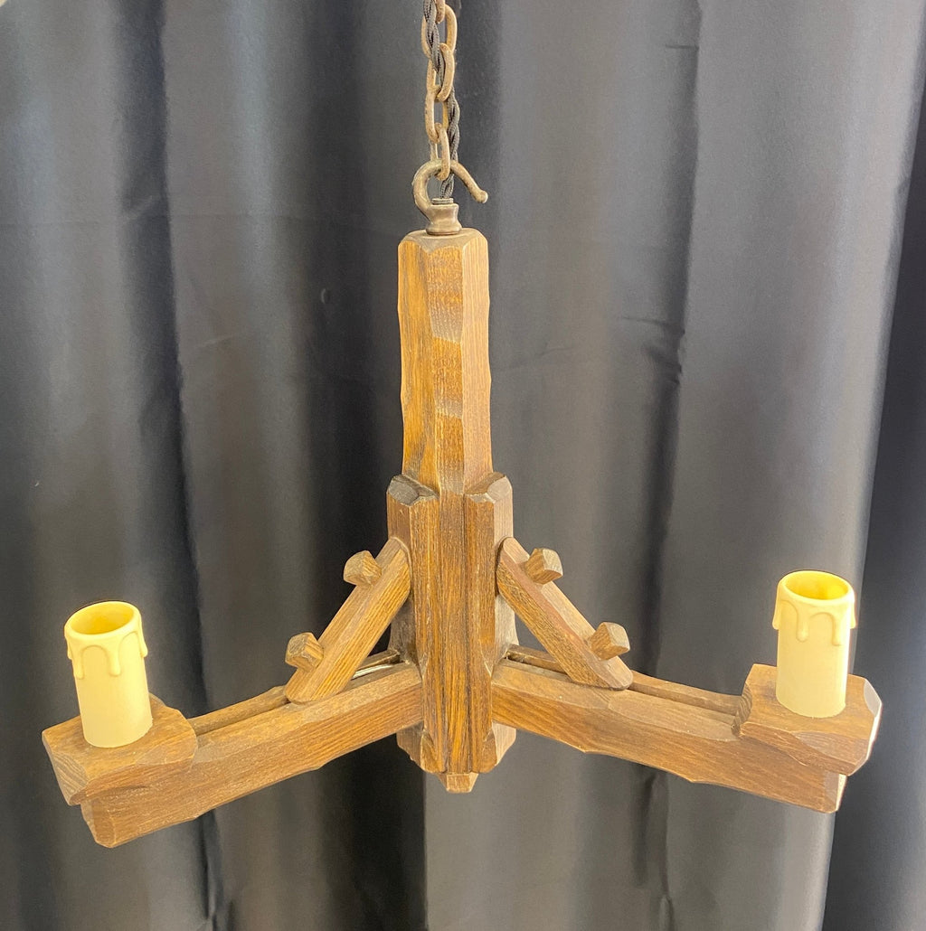 Luminosity Designs - Rustic 3 Arm Wooden Chandelier Light - Luminosity Designs Ltd