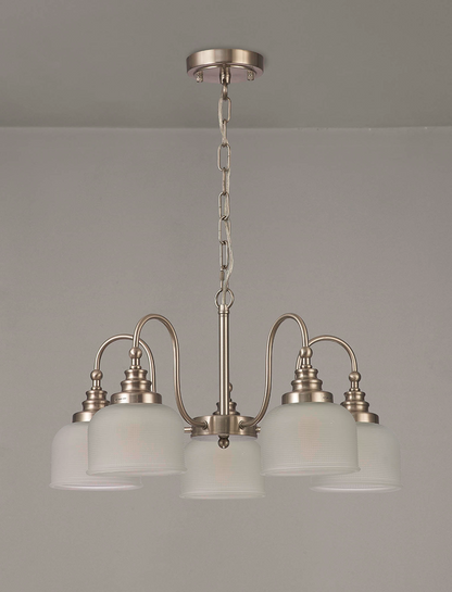 Sledmere 5 Light With E27 Lamp holders and Cut Glass Shades (Converts to Semi Flush)