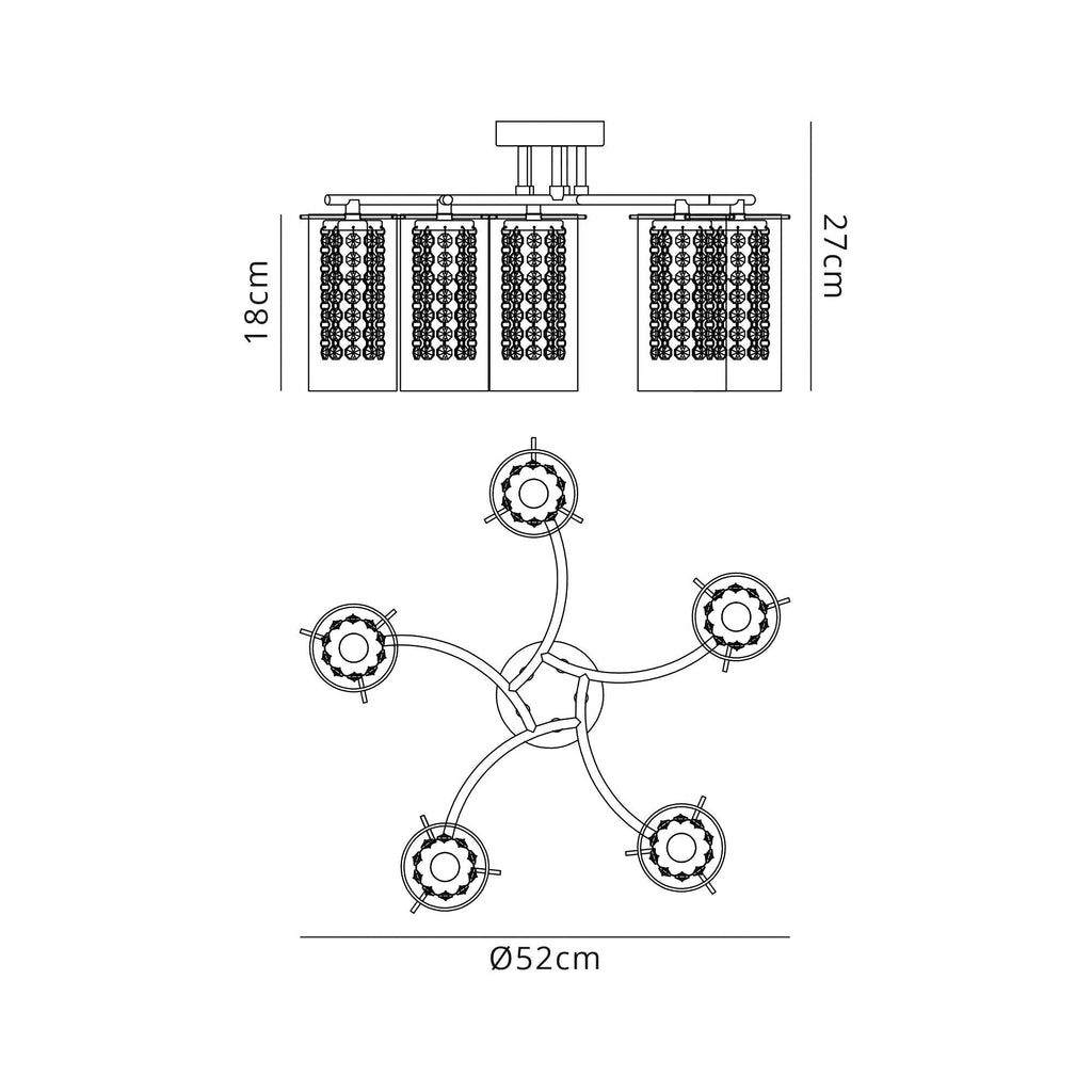 Luminosity Designs - Shower Semi Flush Ceiling Light - Luminosity Designs Ltd