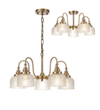 Sledmere 5 Light With E27 Lamp holders and Cut Glass Shades (Converts to Semi Flush) - Luminosity Designs Ltd