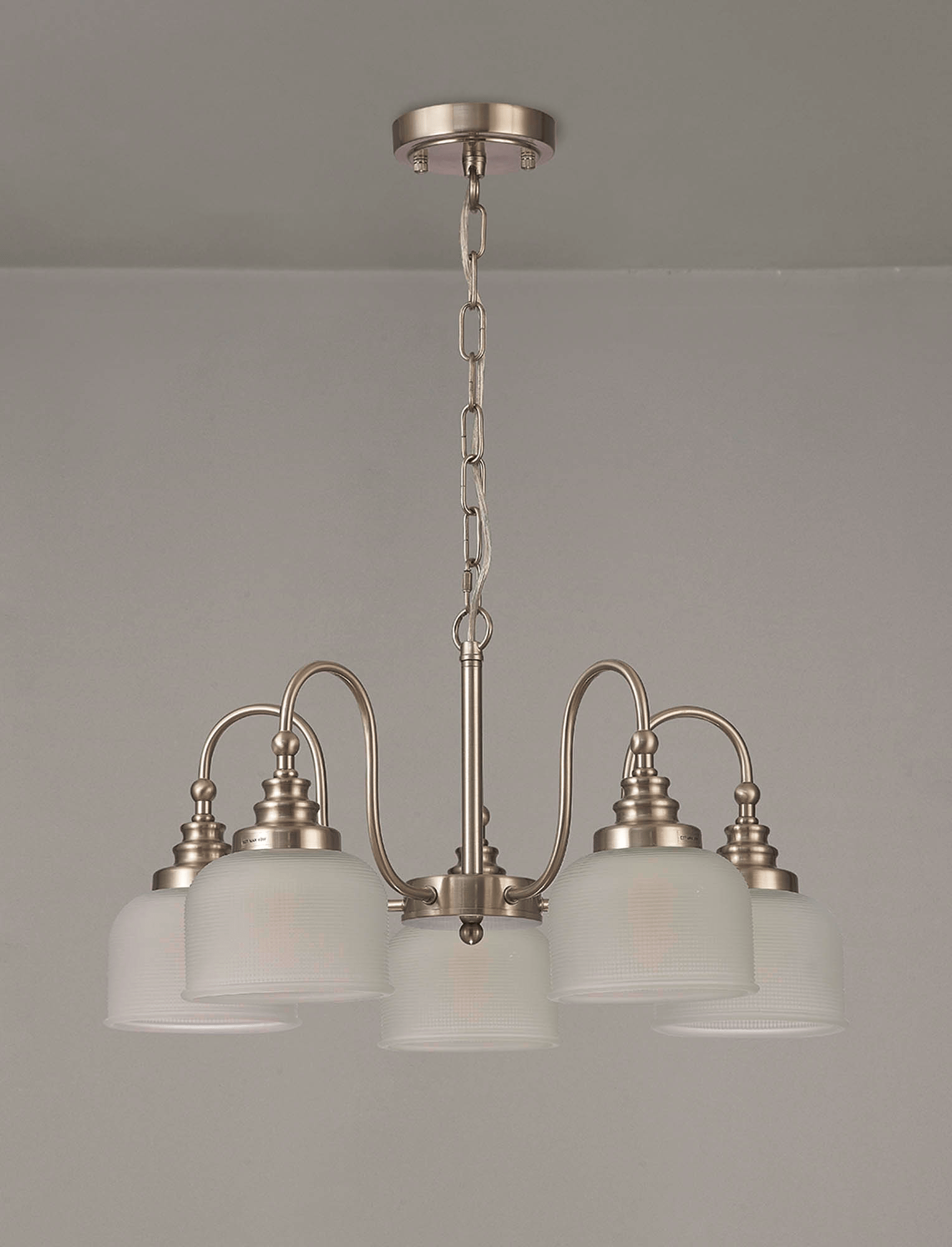 Sledmere 5 Light With E27 Lamp holders and Cut Glass Shades (Converts to Semi Flush) - Luminosity Designs Ltd