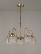 Sledmere 5 Light With E27 Lamp holders and Cut Glass Shades (Converts to Semi Flush) - Luminosity Designs Ltd