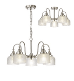 Sledmere 5 Light With E27 Lamp holders and Cut Glass Shades (Converts to Semi Flush) - Luminosity Designs Ltd