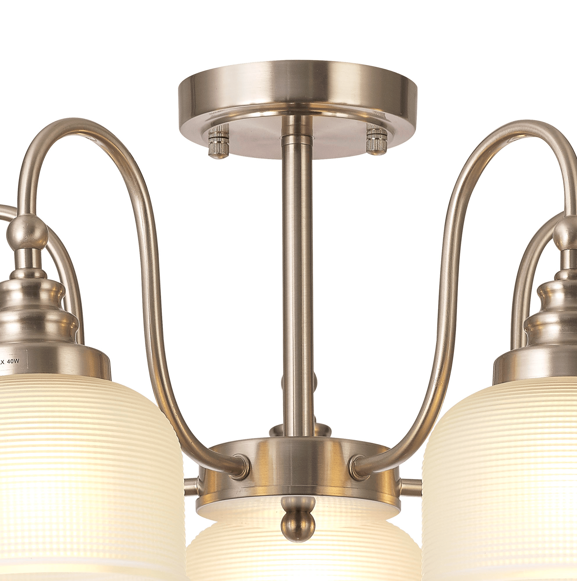 Sledmere 5 Light With E27 Lamp holders and Cut Glass Shades (Converts to Semi Flush) - Luminosity Designs Ltd