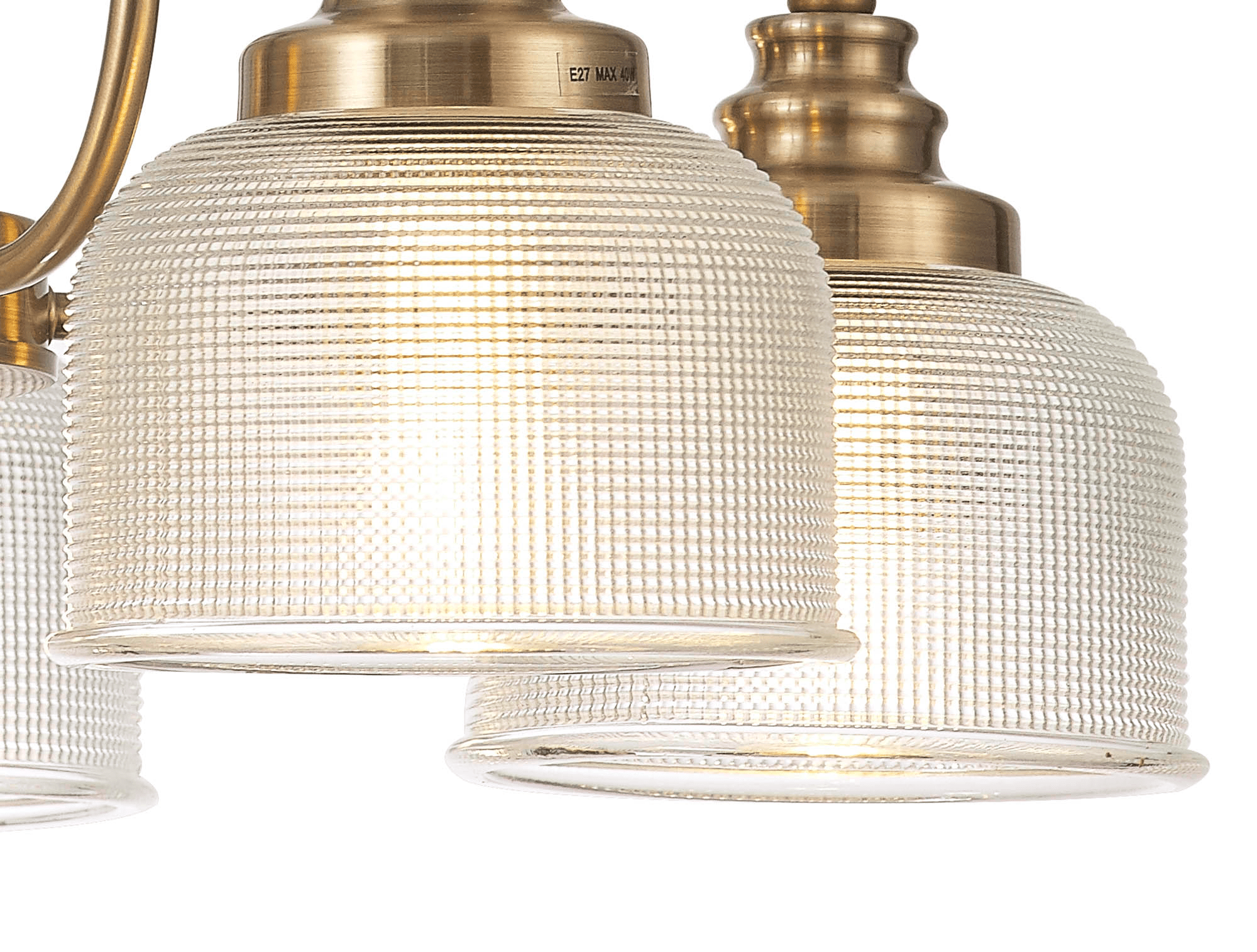 Sledmere 5 Light With E27 Lamp holders and Cut Glass Shades (Converts to Semi Flush) - Luminosity Designs Ltd